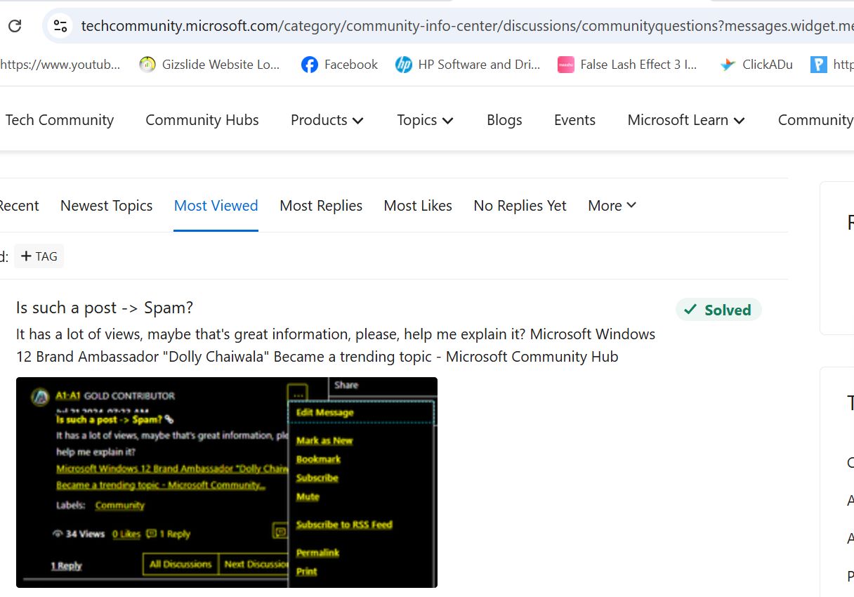 Microsoft Community forums page