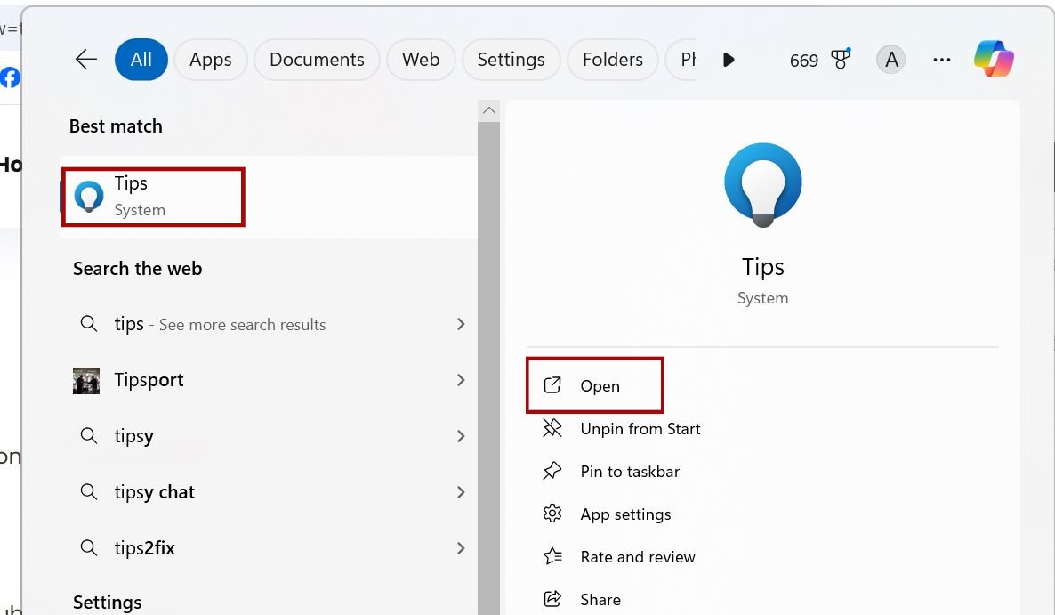 Windows 11 Tips app